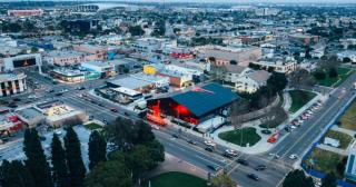 Aerial shot of Jordan Brand's House in Inglewood in celebration of NBA All-Star Weekend 2026.