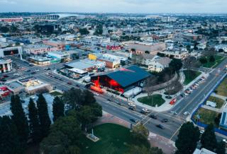 Aerial shot of Jordan Brand's House in Inglewood in celebration of NBA All-Star Weekend 2026.