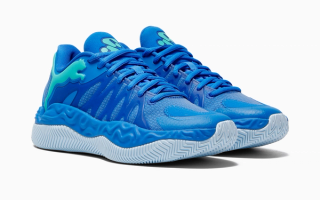 Tyrese Haliburton's PUMA Hali 1 in shades of blue.