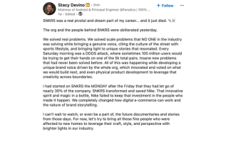 Stacy Devino Post on Nike SNKRS.