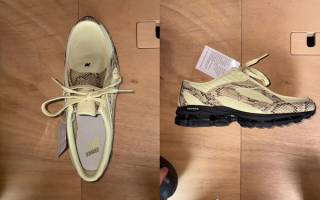 Snakeskin-covered New Balance 1890 sneaker sample.