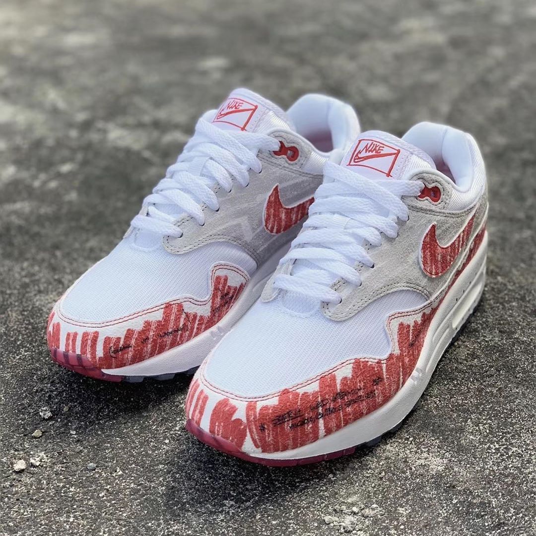 Air max 1 hot sale sketch red