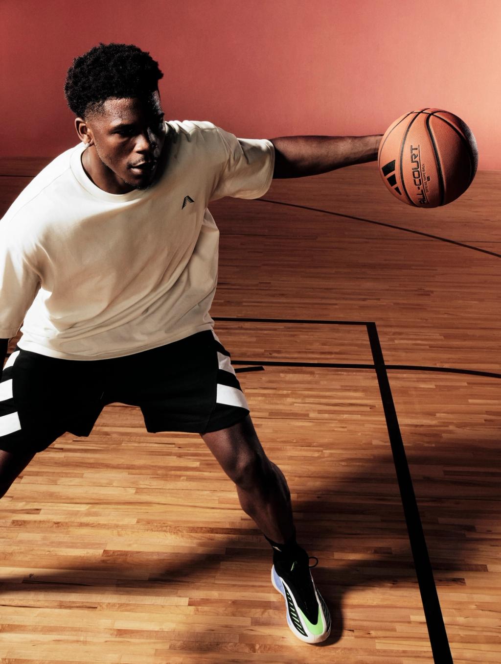 Adidas Anthony Edwards 3 basketball shoe in full profile view