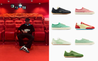 Tyler, The Creator wearing a black Coach Jogger from his second Converse 1908 collection.