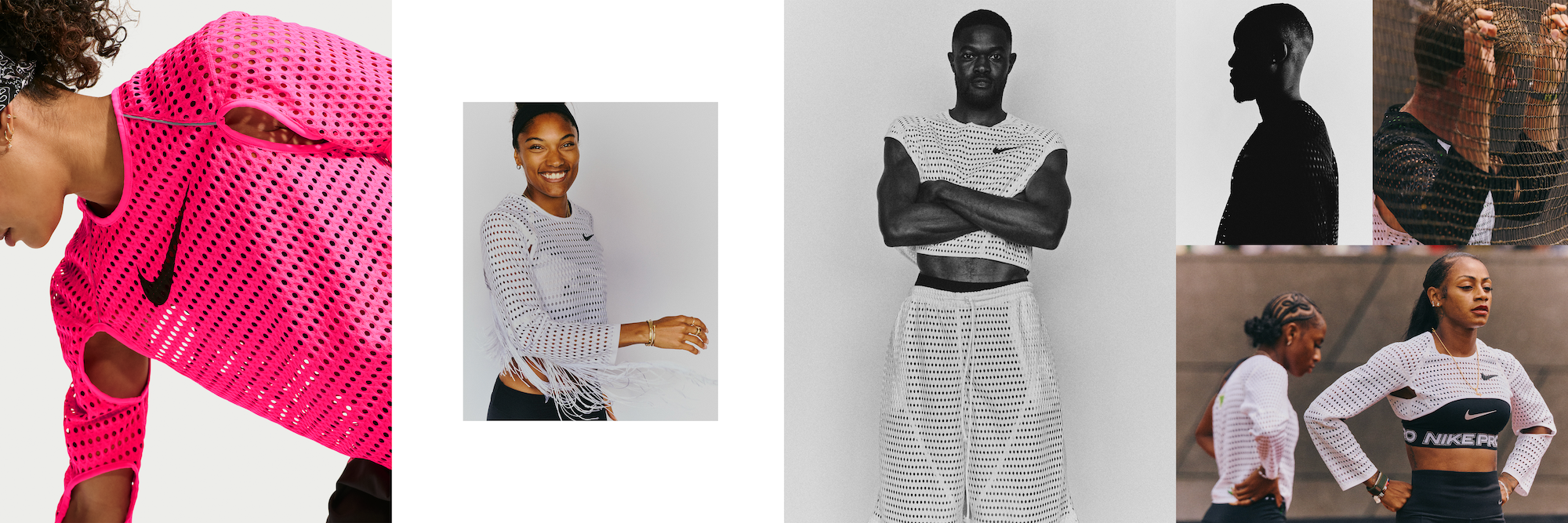 Fashion-forward Nike Radical AirFlow clothing as worn by the likes of Tara Davis-Woodhall, Melissa Jefferson-Wooden, Letsile Tebogo & Sha’Carri Richardson. Photos by cameron strand, Nike.