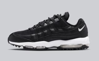 Nike Air Max 95 Golf in a "Black/Anthracite/White" color scheme.