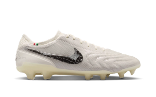 White Nike Tiempo Legend 10 Elite Luxe FG made in Montebelluna, Italy.