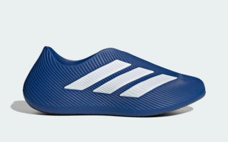 Adidas Purechill recovery slip-on in a "Royal Blue/Footwear White/Core Black" color scheme.
