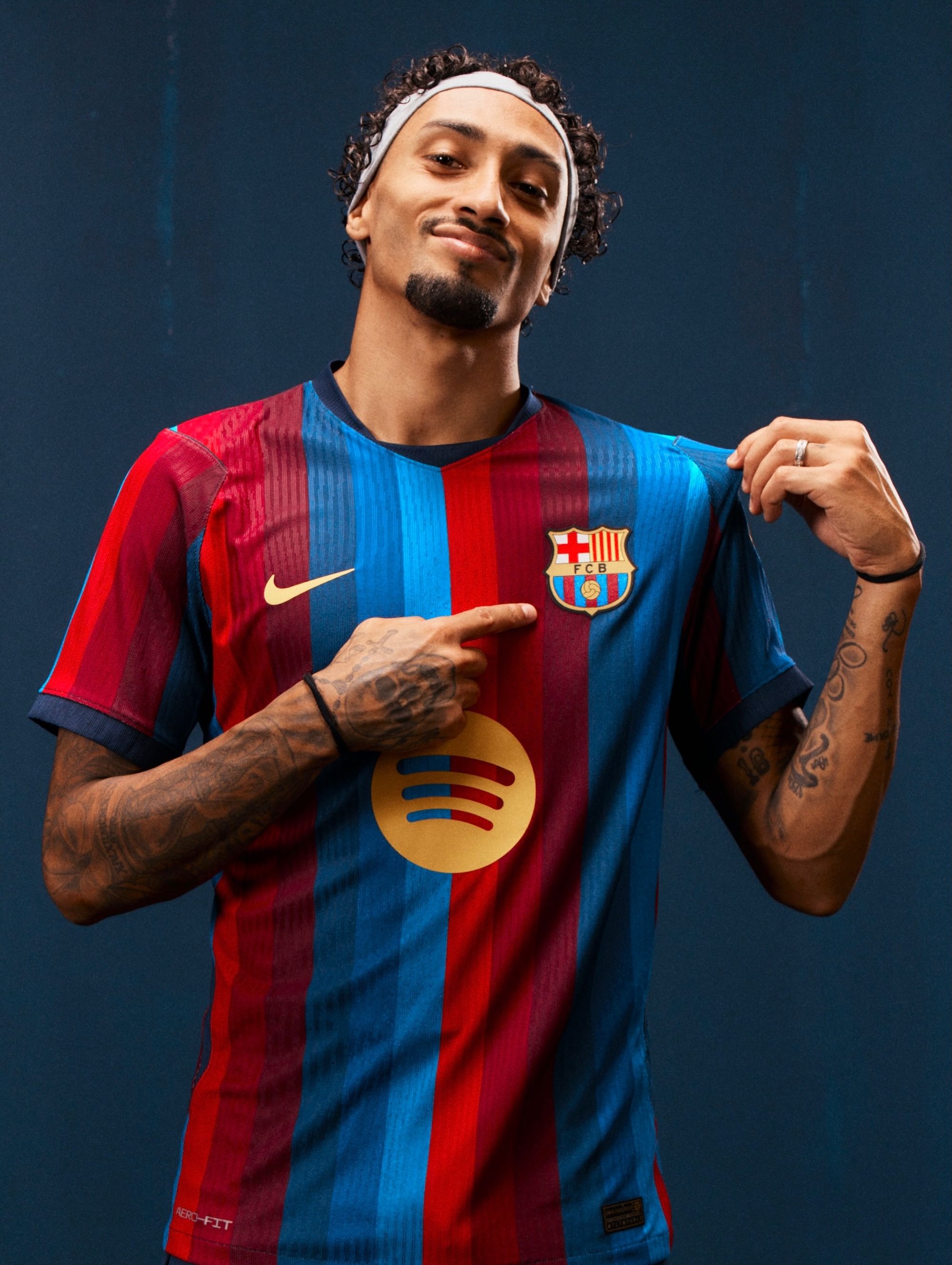 Raphinha for FC Barcelona 26/27 Home Jersey. Photo via FC Barcelona.