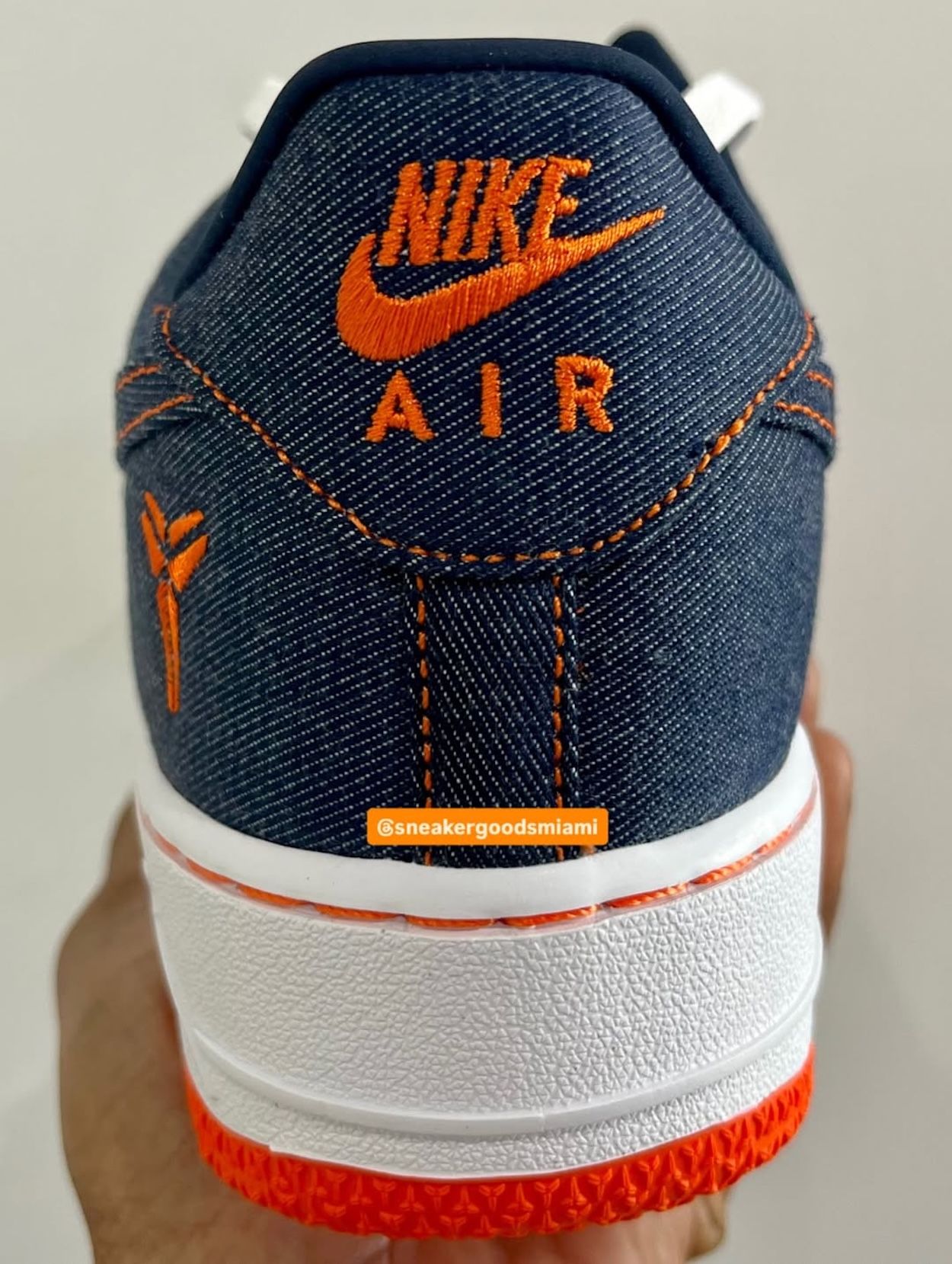 Kobe Bryant x Nike Air Force 1 "Denim" Protro. Photo via @sneakergoodsmiami on Instagram.