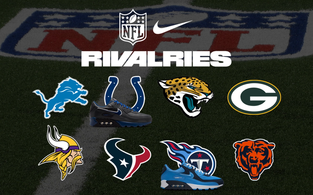 Nike Air Max 90 in NFL Rivalries Series colorway, showcasing team-inspired design on the classic silhouette
