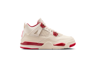 Air Jordan 4 “Valentine's Day” (2026) retro in a "Pale Ivory/Sierra Red/Tough Red" color scheme.