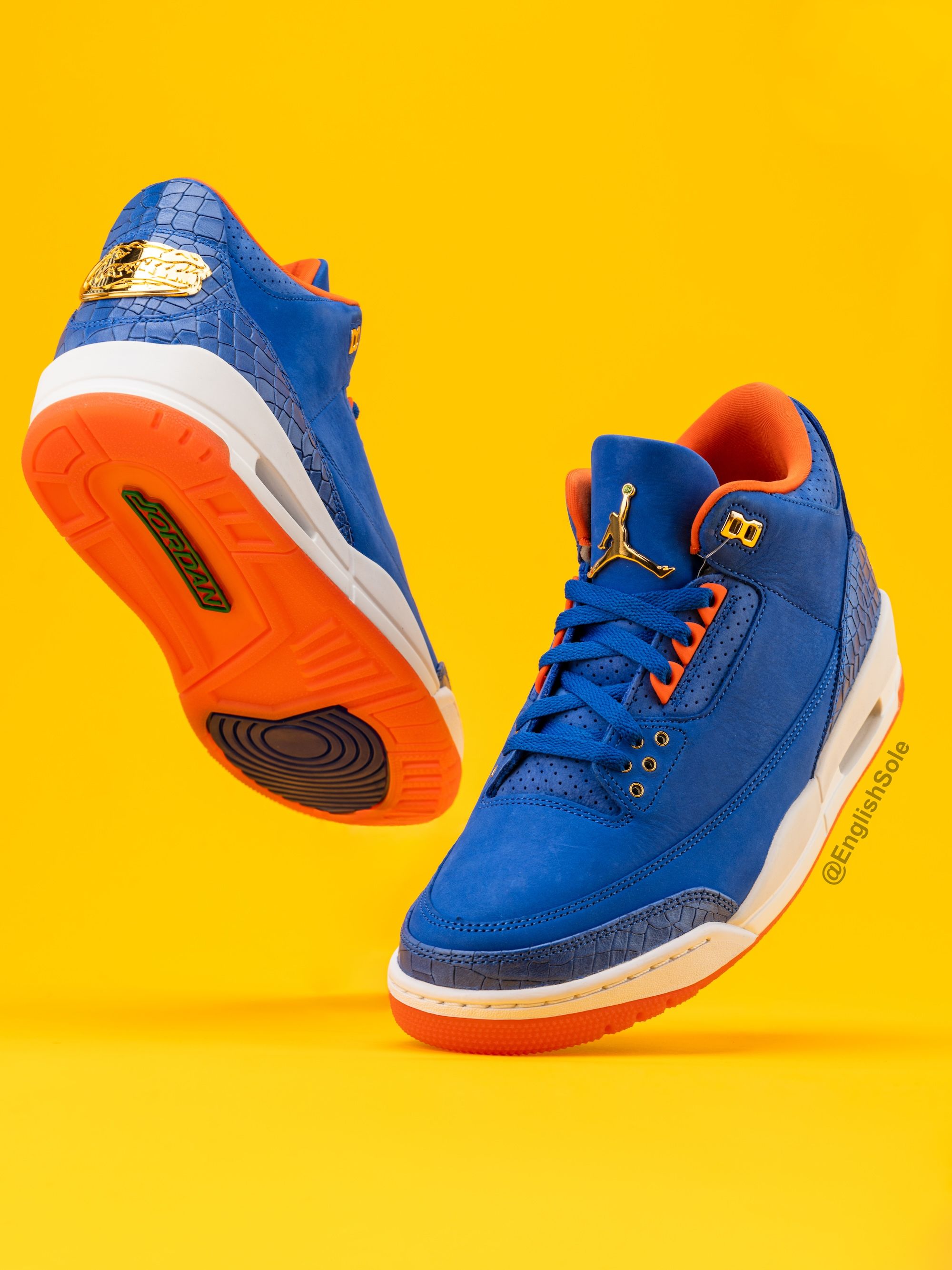 Air Jordan 3 P.E. gifted to the Florida Gators Men's Basketball Team for winning the NCAA 2024-2025 Championship. Photo via Instagram user @EnglishSole.