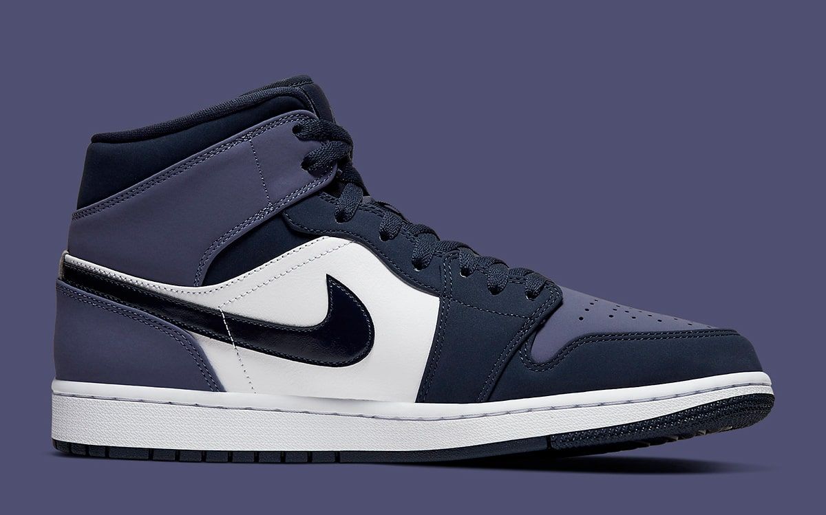 Jordan nike men's air cheap 1 mid obsidian sanded purple