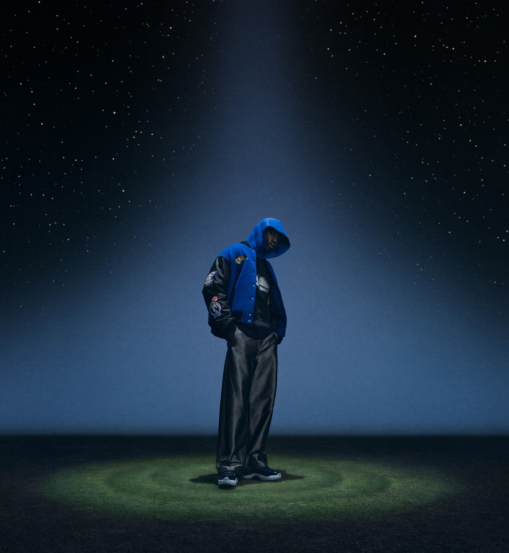 Space Jam x Jordan Brand Varsity Jacket & Air Jordan 11 "Space Jam" Retro. Photo via Nike.