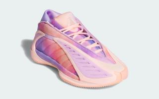 Kids' adidas Anthony Edwards 2 "3SSB" in a "Haze Coral/Bliss Lilac/Zero Metallic" color scheme.