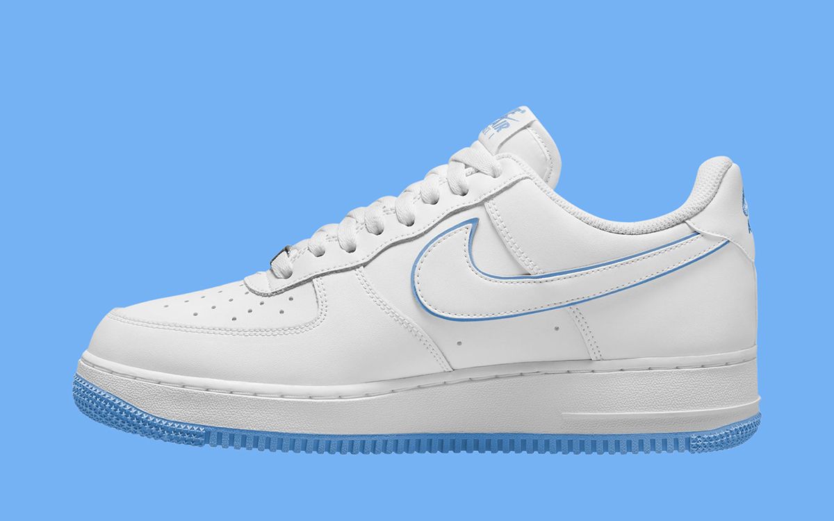 Blue and white shop air force ones low