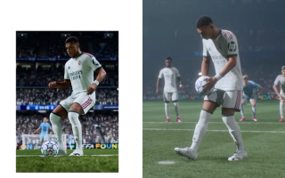 Kylian Mbappé wearing On Football Boots in EA Sports FC™ 27 Trailer.