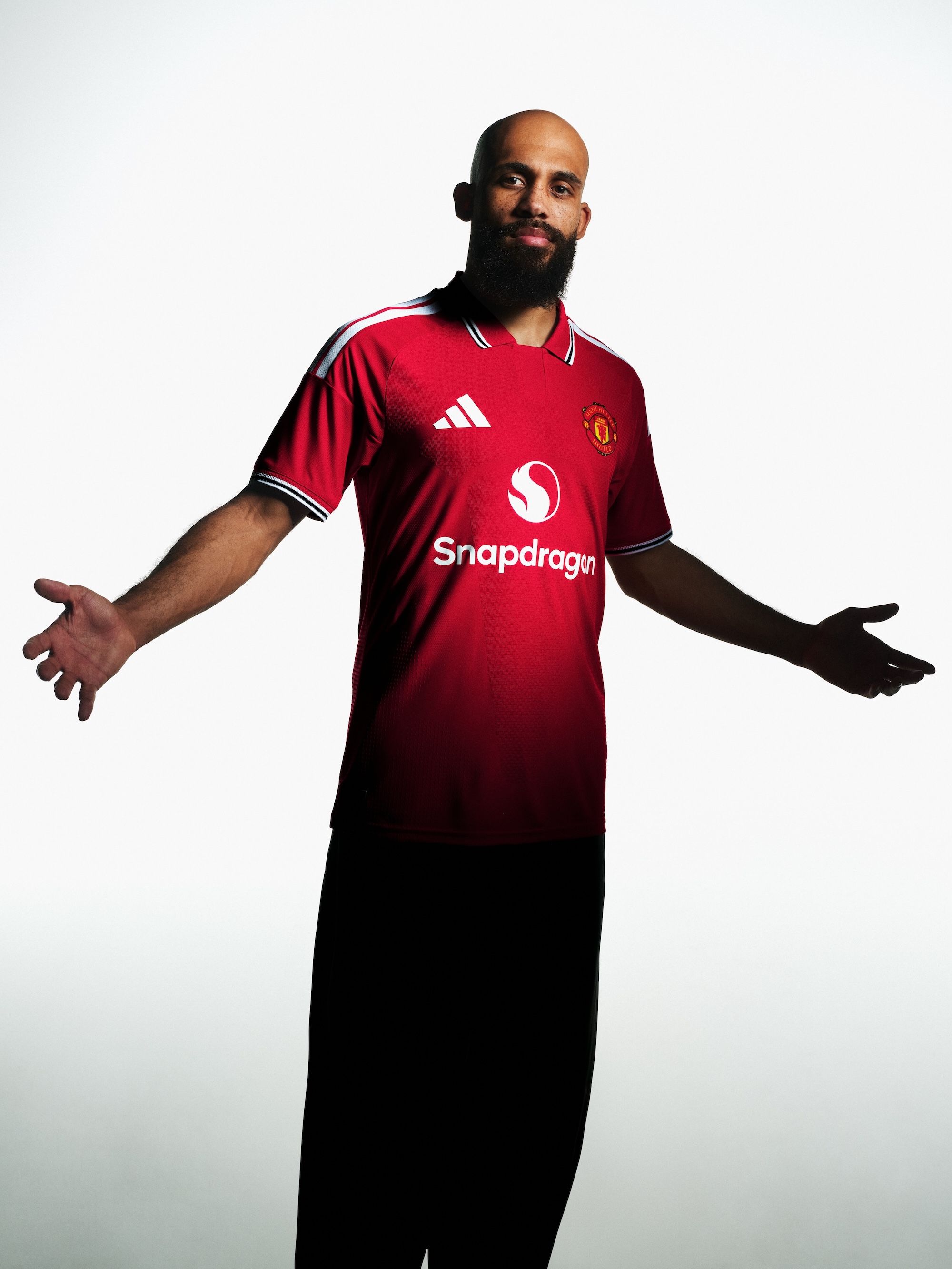 Bryan Mbeumo for Manchester United 26/27 Home kit by adidas. Photo via adidas.
