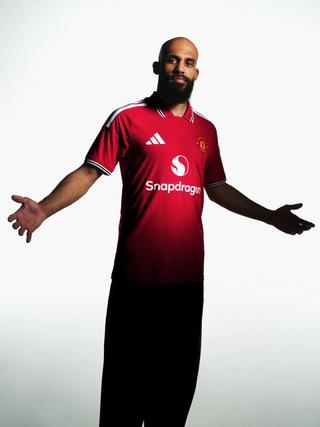 Bryan Mbeumo for Manchester United 26/27 Home kit by adidas. Photo via adidas.
