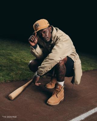Jazz Chisholm Jr. Wearing New York Yankees Timberland® x New Era® x MLB Gear. Photo via Timberland®.
