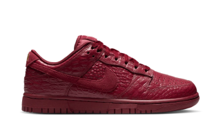 Women's Nike Dunk Low in an elegant, faux "Team Red Croc" makeover.