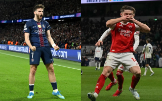 Khvicha Kvaratskhelia wearing adidas F50; Viktor Gyökeres wearing Nike Mercurial. Photos via PSG, Arsenal.