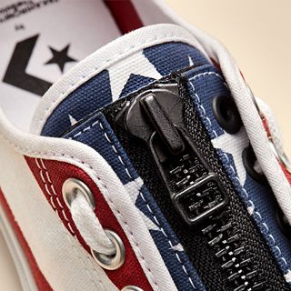 Converse chuck taylor all star ox white pink and blue trans flag trainers