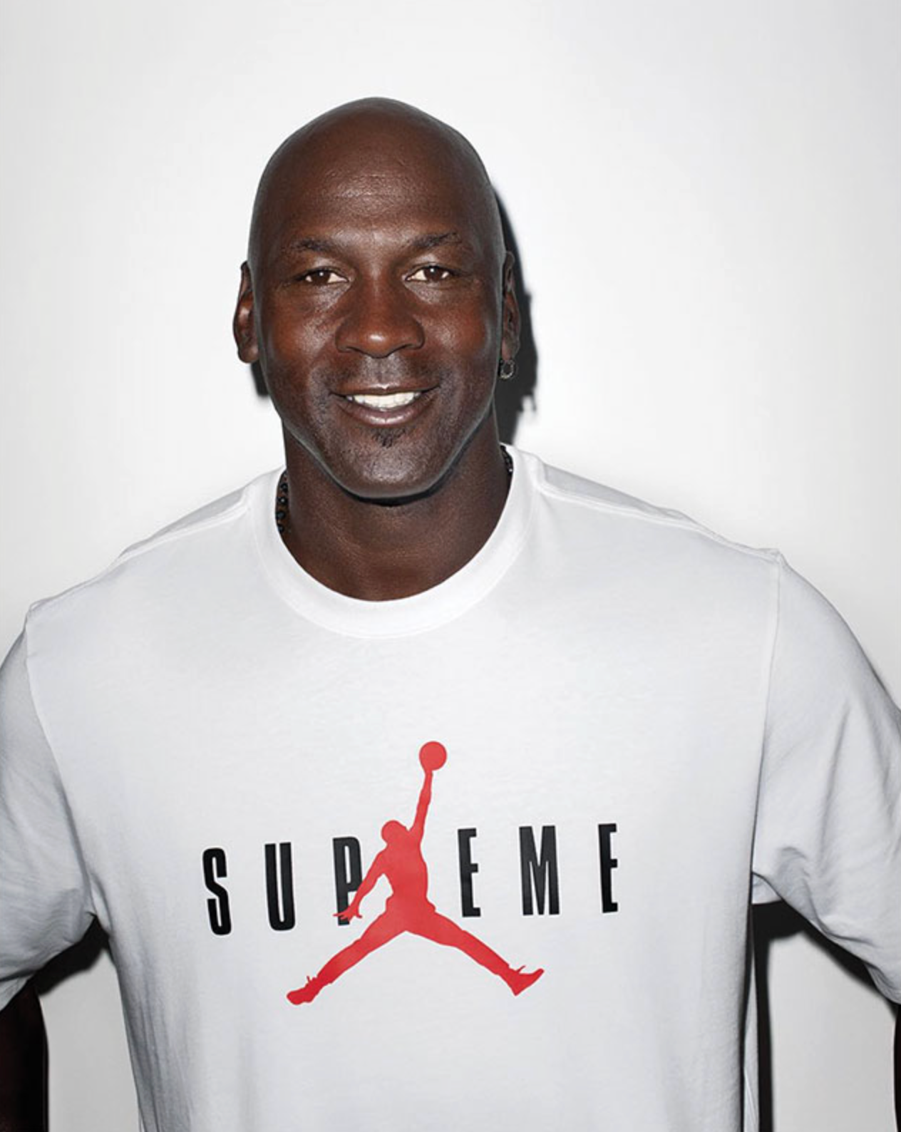 Michael Jordan in Previous Supreme x Jordan Tee Collab