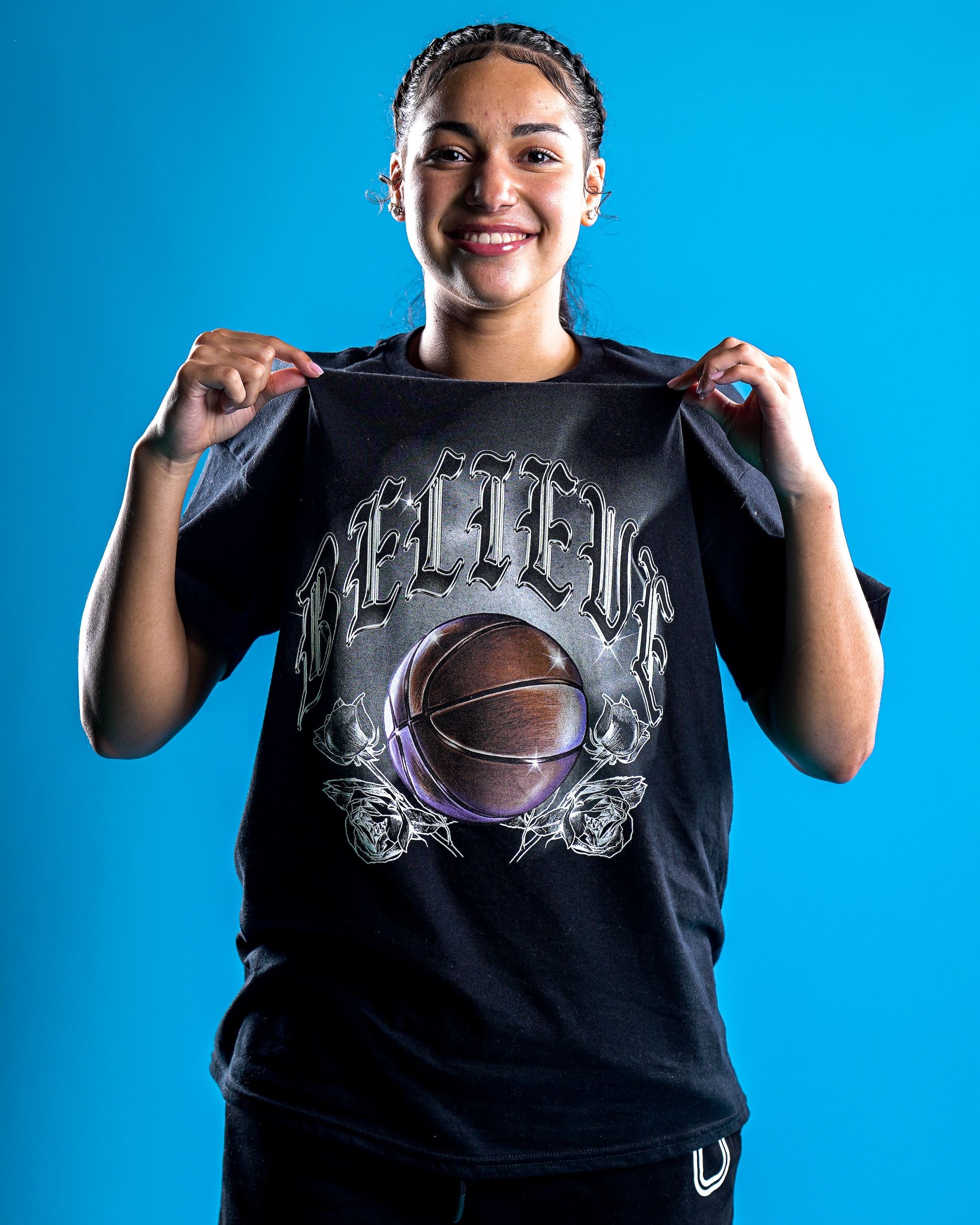 Playa Society x Overtime "BELIEVE" Graphic T-Shirt Worn By Jessie Moses. Photo via Overtime.