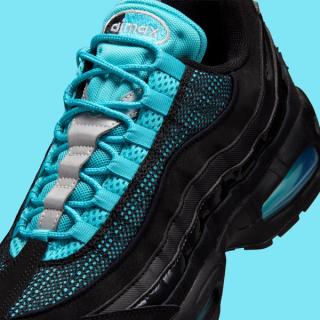 Nike Air Max 95 "Scorpion" big bubble pair in a black-and-gamma-blue color scheme.