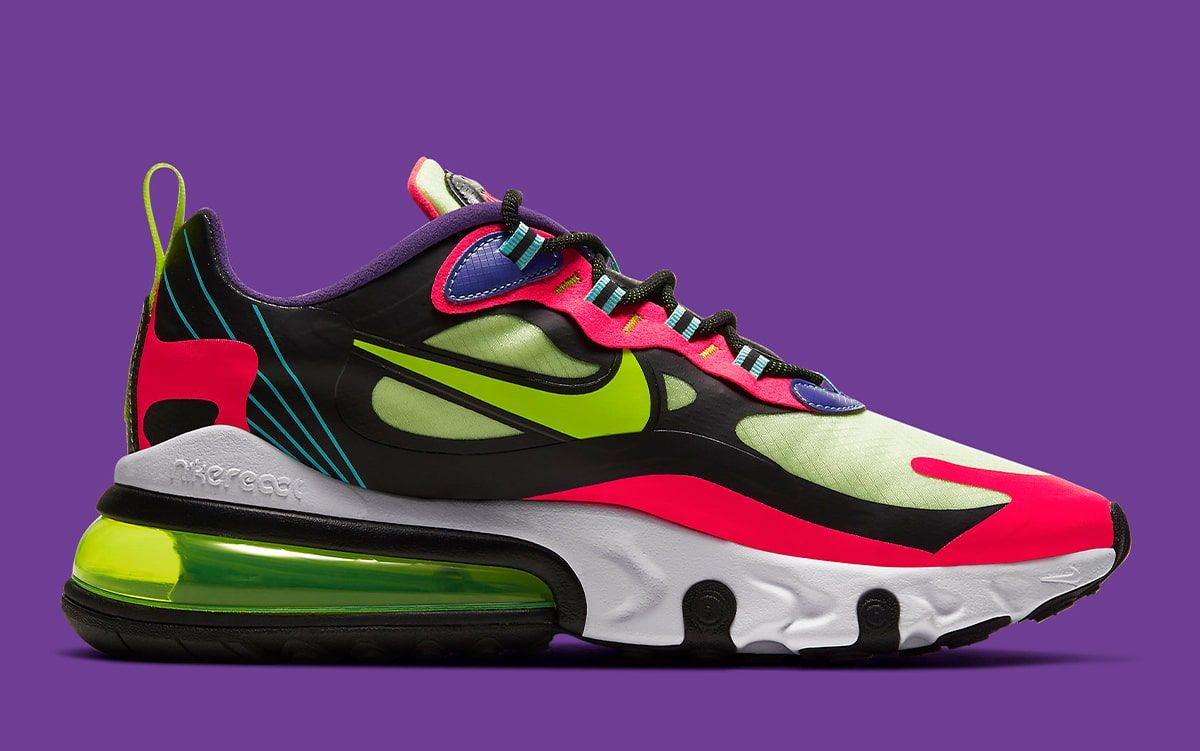 Air max 270 2025 react black/volt/laser crimson/hyper grape