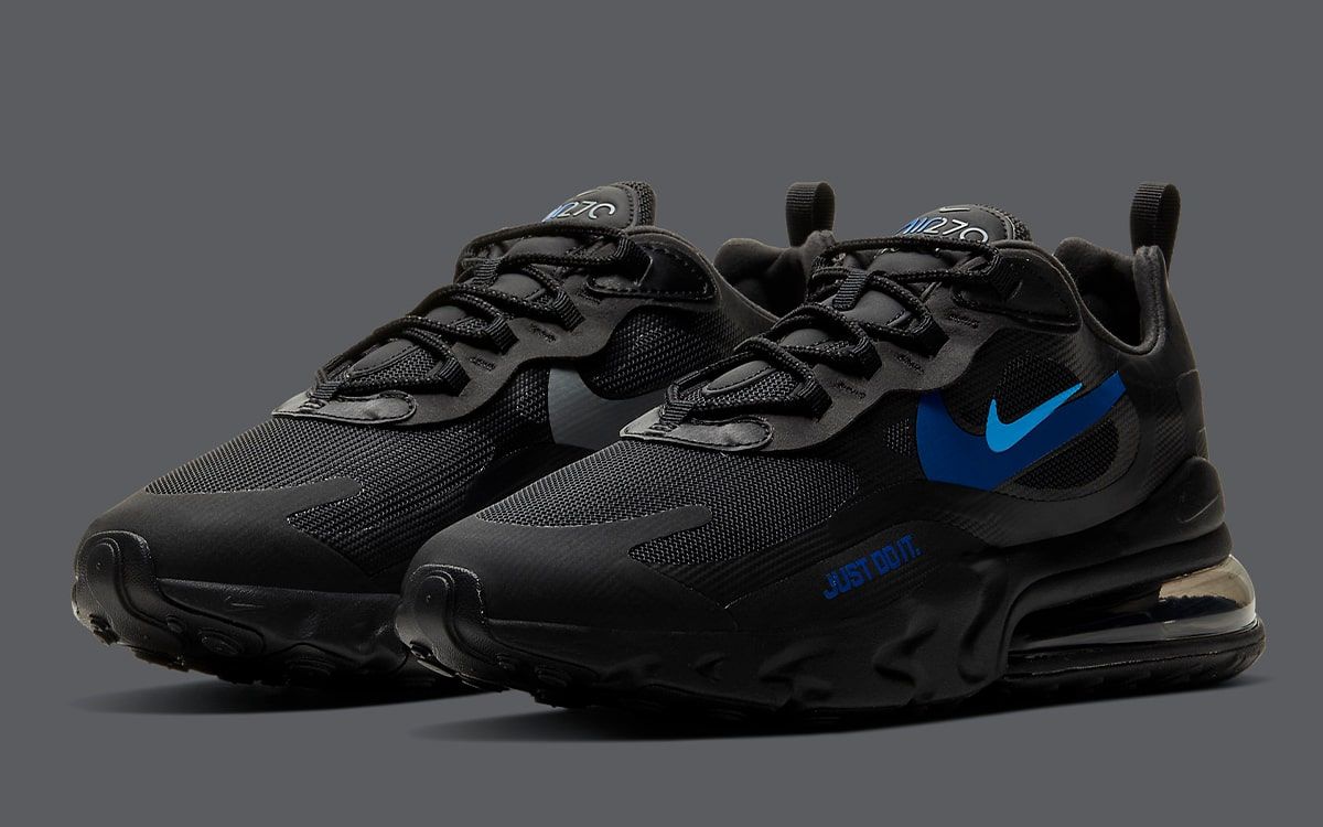 Nike 270 react black hotsell blue tick