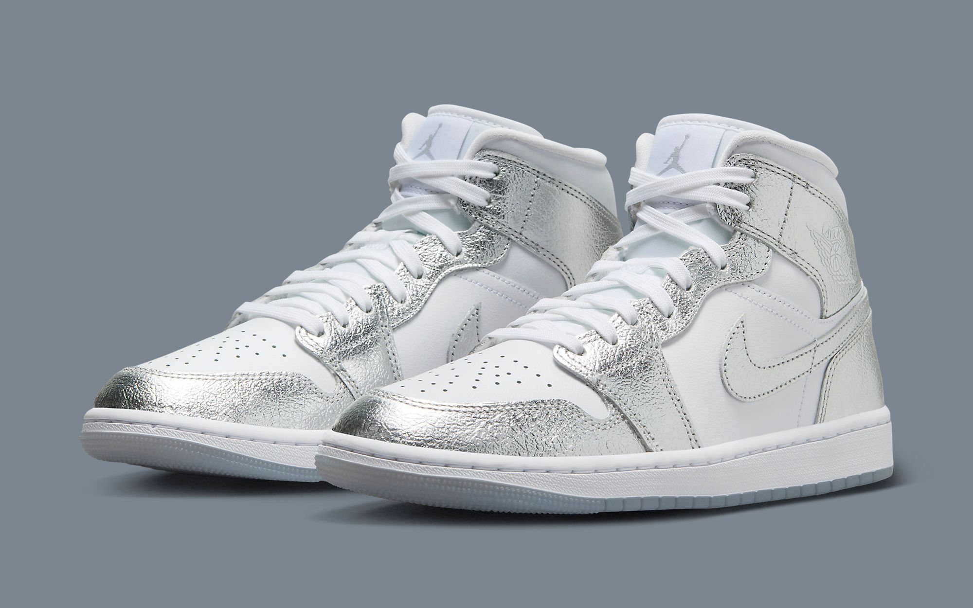 This Air Jordan 1 Mid Comes Covered in Crinkled Chrome | House of Heat°