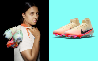 Sam Kerr with her special edition Nike Mercurial Superfly 10 Elite football boots.