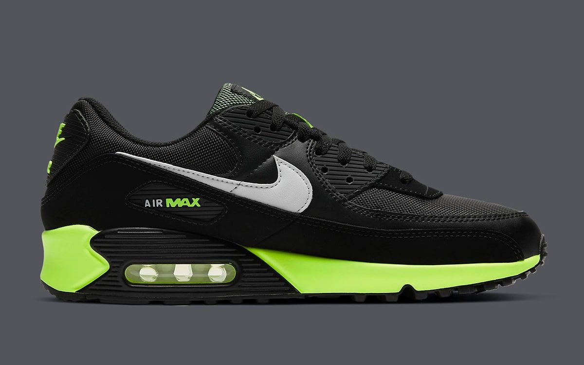 Nike air max 90 black and clearance neon green