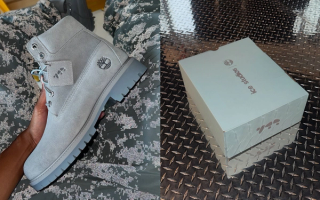 ICE STUDIOS's "Grey" Timberland® Premium 6-Inch Boot collaboration.