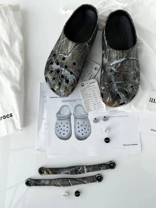 JJJJound's Crocs Classic Clog collaboration covered in a Realtree Camo print.
