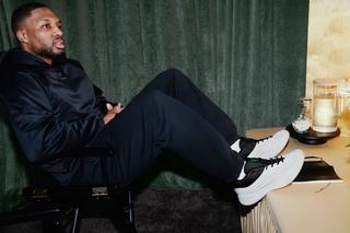 Damian Lillard wearing his Adidas Dame X in a "Zero Metallic" color scheme.