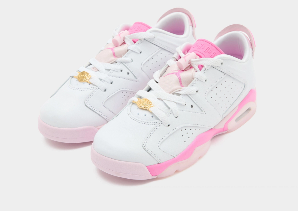 Air Jordan 6 Low in China Rose colorway, featuring rose-inspired tones across the upper and sole unit