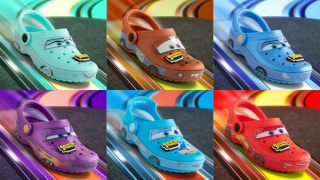Disney & Pixar's Cars x Crocs Classic Clog "Lightning McQueen" (Dinoco) collaboration.