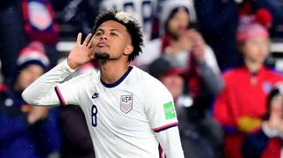 Weston McKennie wearing USMNT's 2020 Home jersey. Photo via Getty Images.