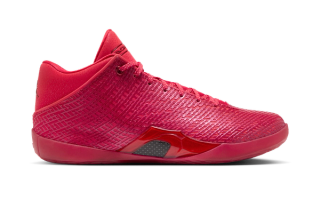 Air Jordan 41 "Ruby" basketball shoe in a "University Red/Infrared 23" color scheme, representing strength.