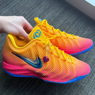 Caitlin Clark's sunrise-reminiscent Nike Caitlin 1 basketball shoe from the 2026 WNBA All-Star Weekend. Photo via Caitlin Clark on Instagram Stories.