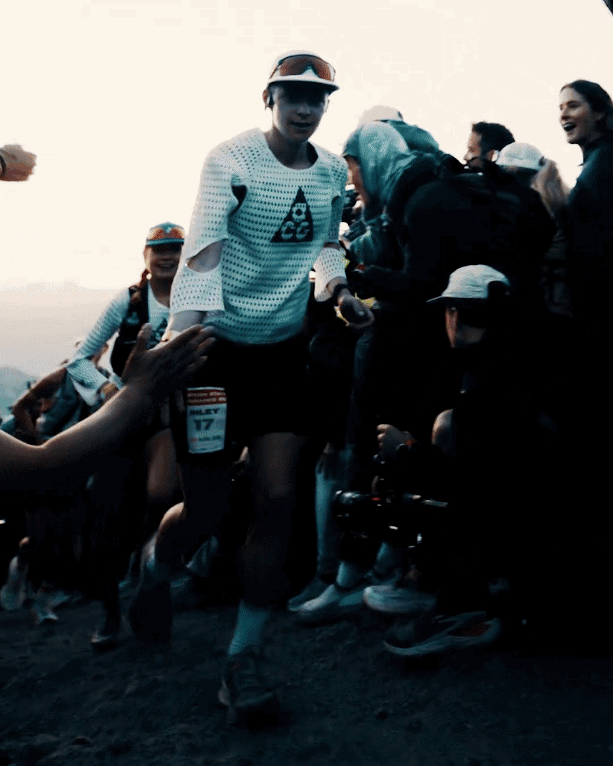Elite trail runners Riley Brady & Caleb Olson racing in the ultra-breathable, innovative Nike Radical AirFlow long-sleeve top debuted by Nike ACG.