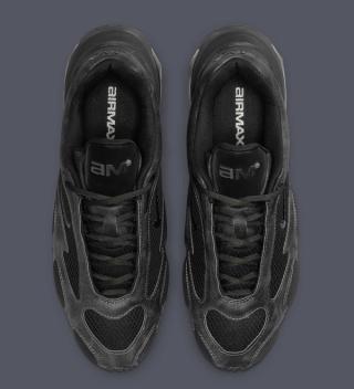 Top-down view of Nike's Air Max Muse in a "Anthracite/Metallic Silver/Black" color scheme.