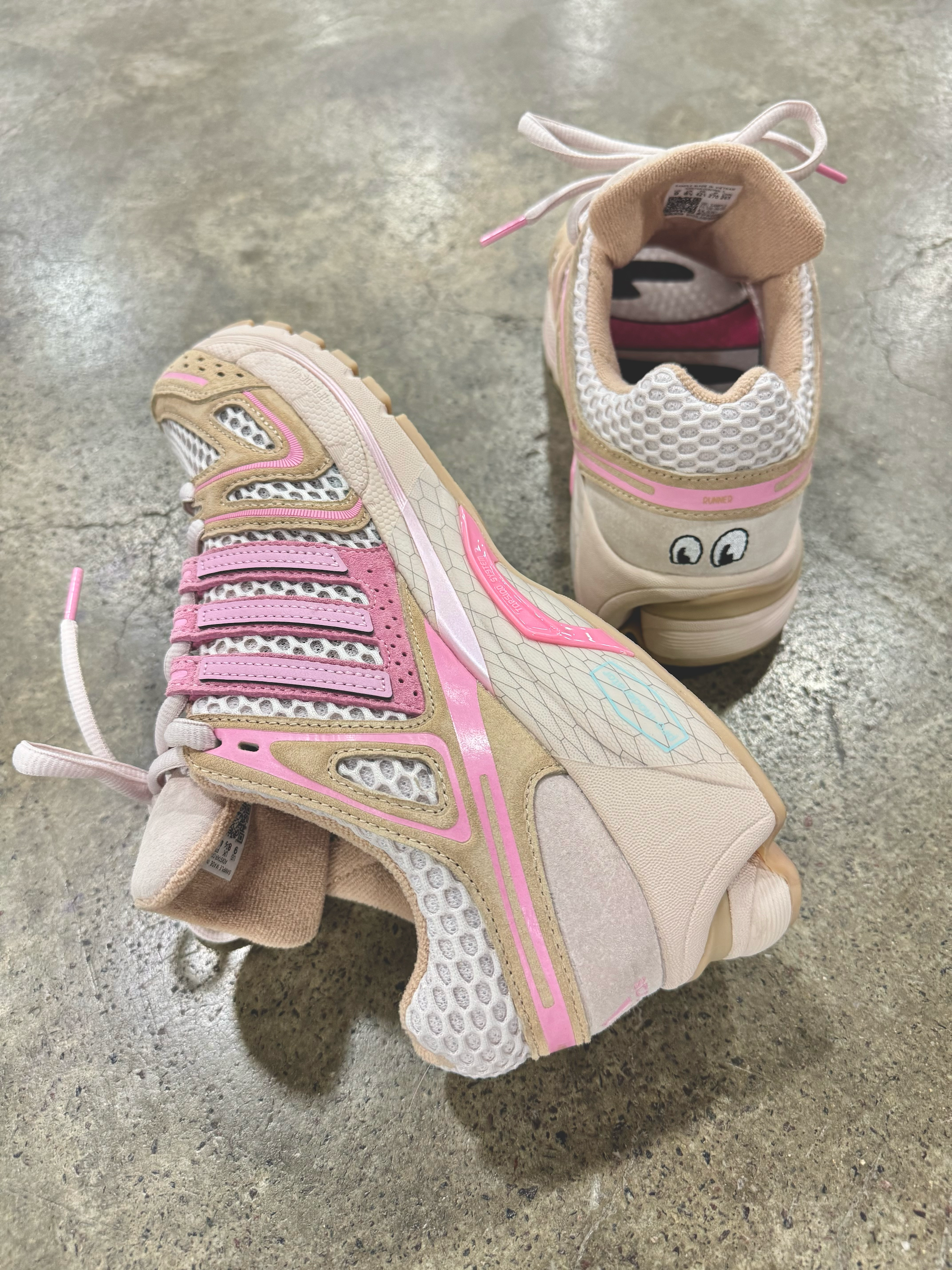 UNheardof's adidas Originals AdiStar Control 5 tan-and-pink "Porkchop" sample. Photo via Philip Lipschutz.