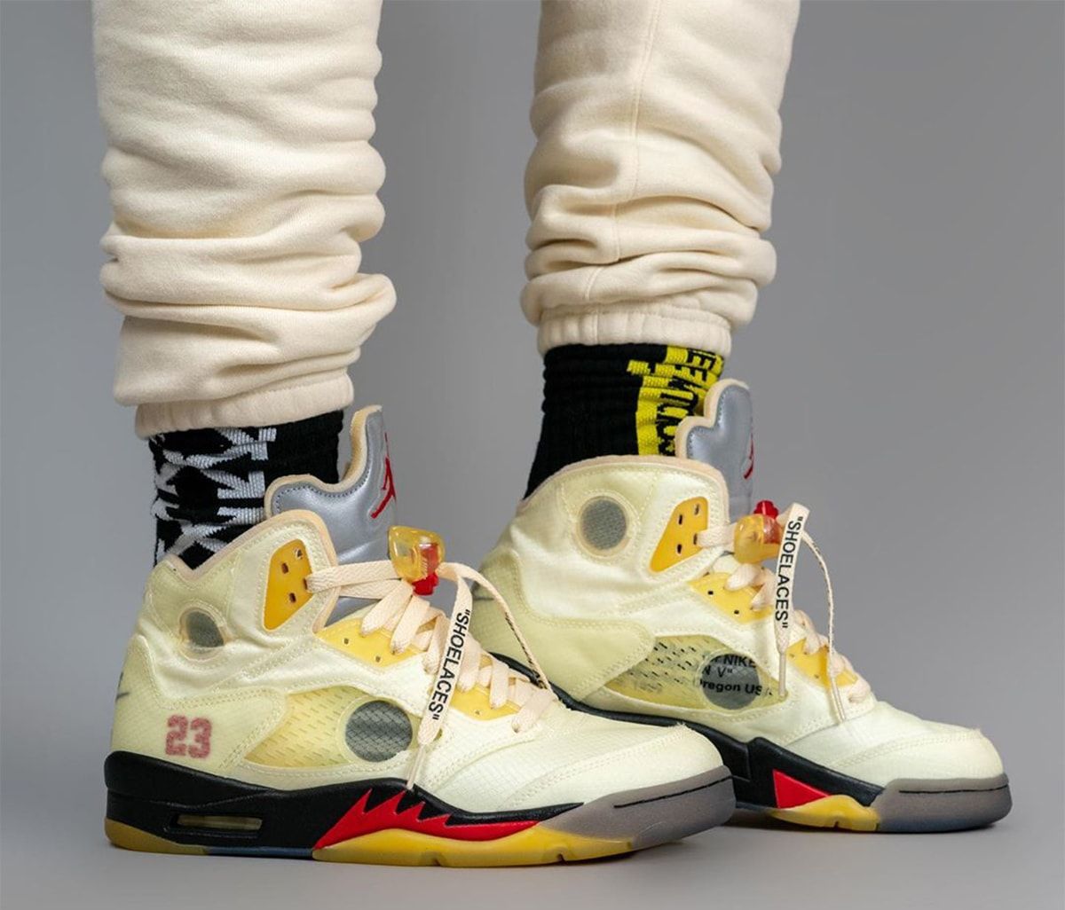 OFF-WHITE x Air Jordan 5 “Fire Red” Releases October 29 | House of