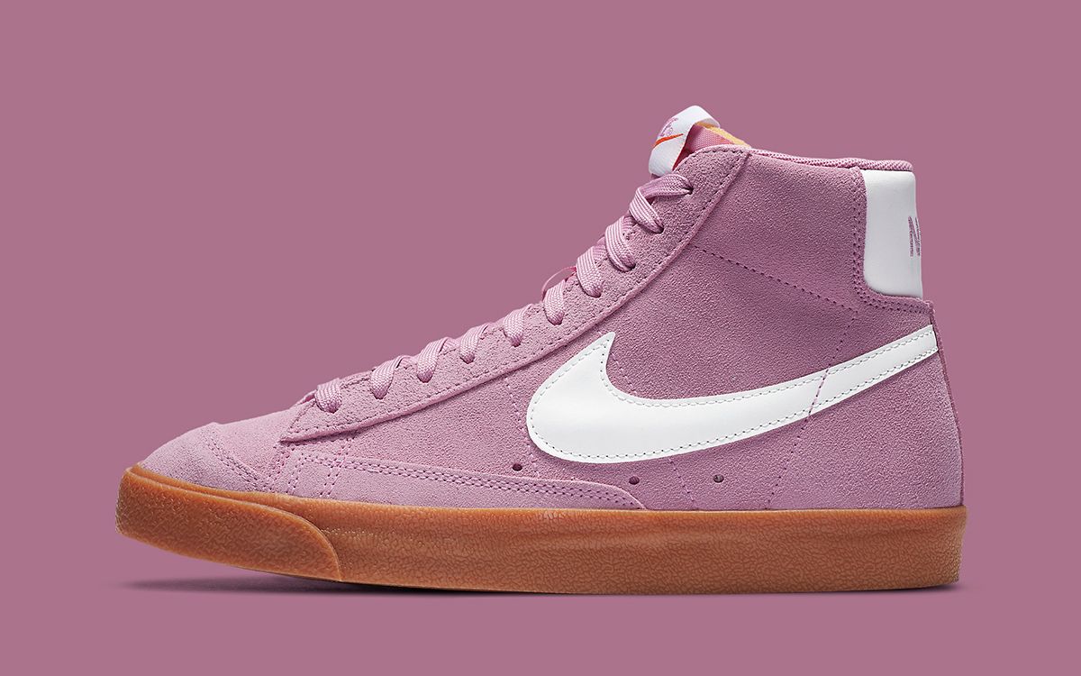 pink suede nike blazers