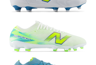 New Balance Football's "Neon Tide" Collection for the 2026 World CUp™, which features "Alkaline Green" and "Metallic Blue" Furon V9, Tekela V5, and 442 boots.